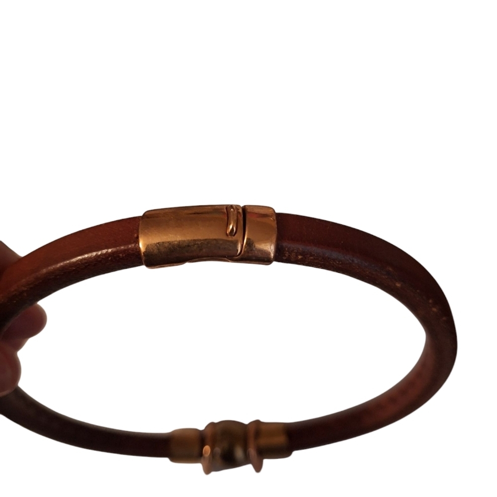 Genuine Leather Cuff Style Necklace European Brass Accents Hippie Indie Artsy - Picture 6 of 7